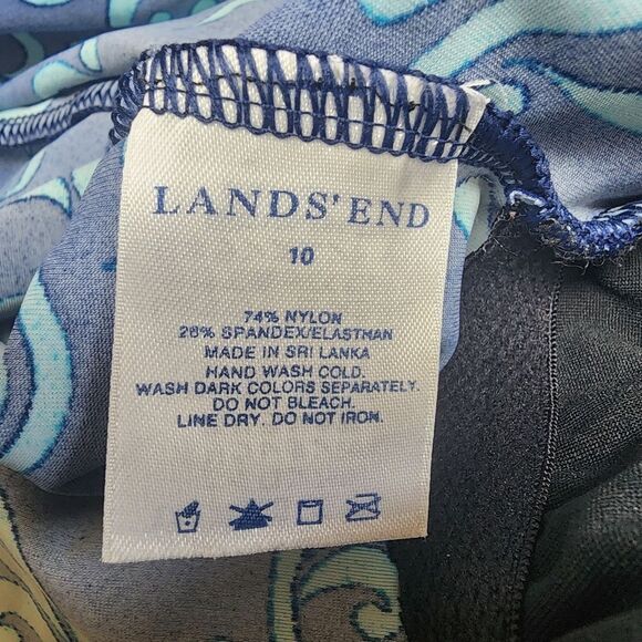 Lands' End Two-Toned Blue One-Piece Swimsuit (10) - Picture 5 of 7